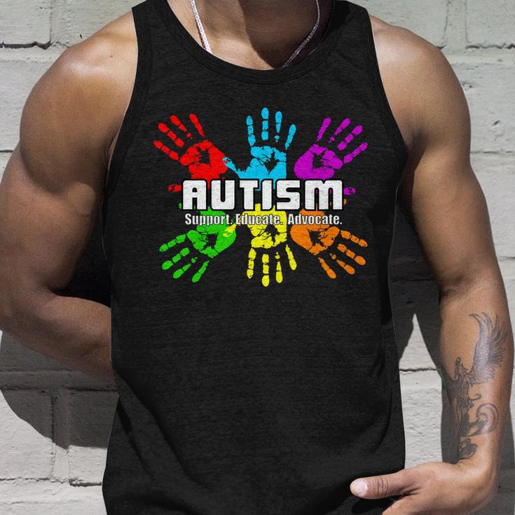 Support Educate Advocate Autism Handprint Tshirt Unisex Tank Top Gifts for Him