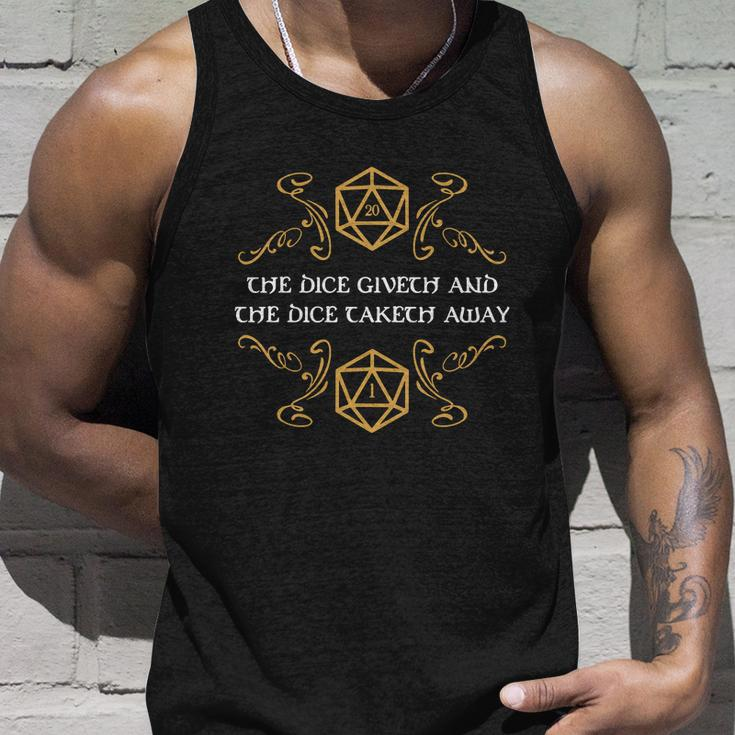 The Dice Giveth And Taketh Dungeons And Dragons Inspired Unisex Tank Top Gifts for Him