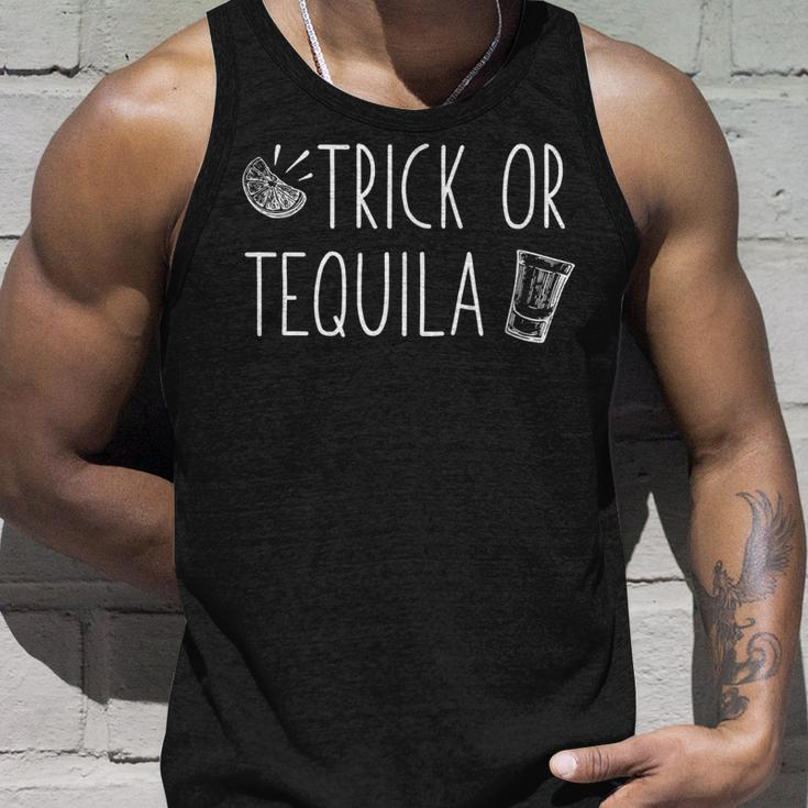 Trick Or Tequila Halloween Funny Drinking Meme Unisex Tank Top Gifts for Him