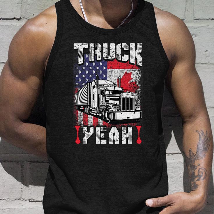 Truck Yeah Canada Flag American Flag Freedom Convoy Unisex Tank Top Gifts for Him