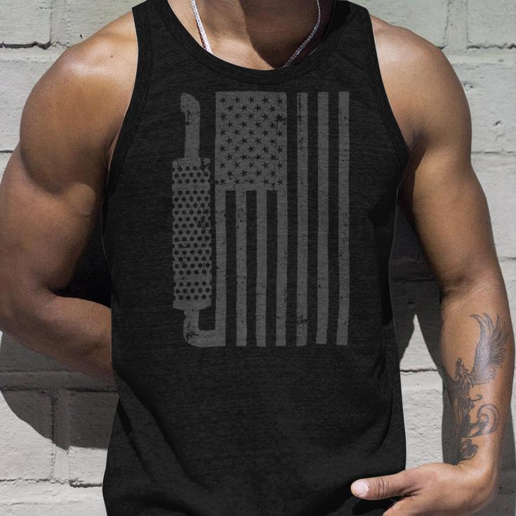 Trucker Truck Driver American Flag With Exhaust Patriotic Trucker Unisex Tank Top Gifts for Him