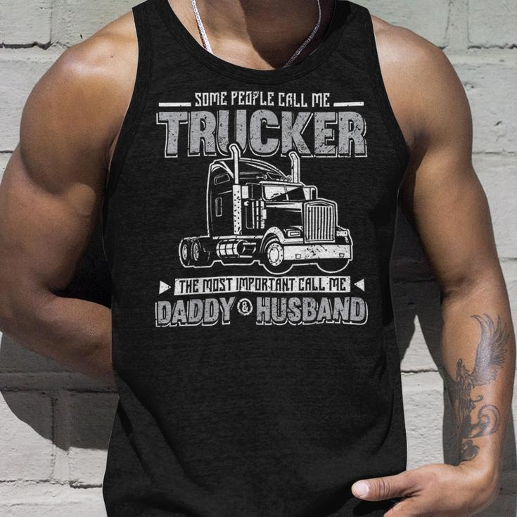 Trucker Trucker Daddy Or Trucker Husband Truck Driver Dad_ V2 Unisex Tank Top Gifts for Him