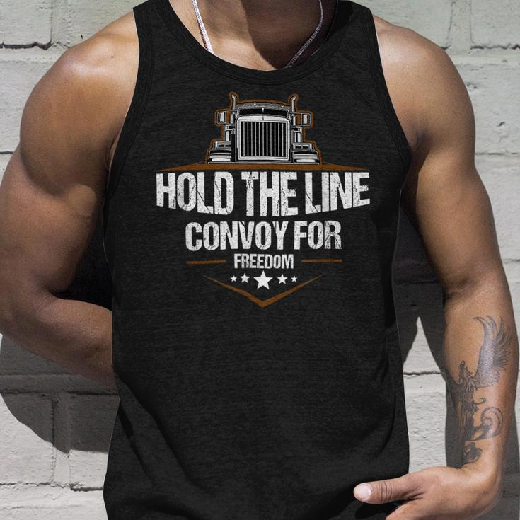 Trucker Trucker Hold The Line Convoy For Freedom Trucking Protest Unisex Tank Top Gifts for Him