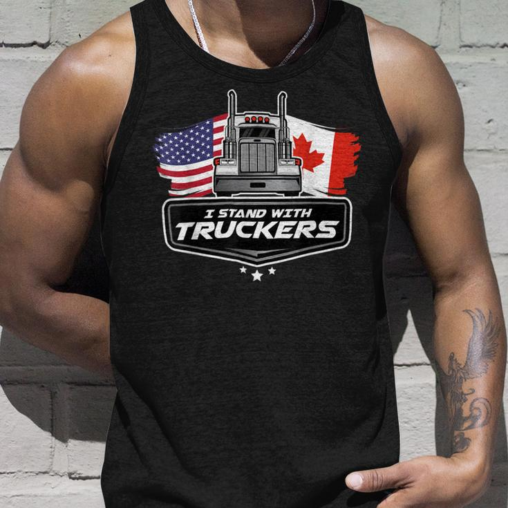 Trucker Trucker Support I Stand With Truckers Freedom Convoy _ V2 Unisex Tank Top Gifts for Him