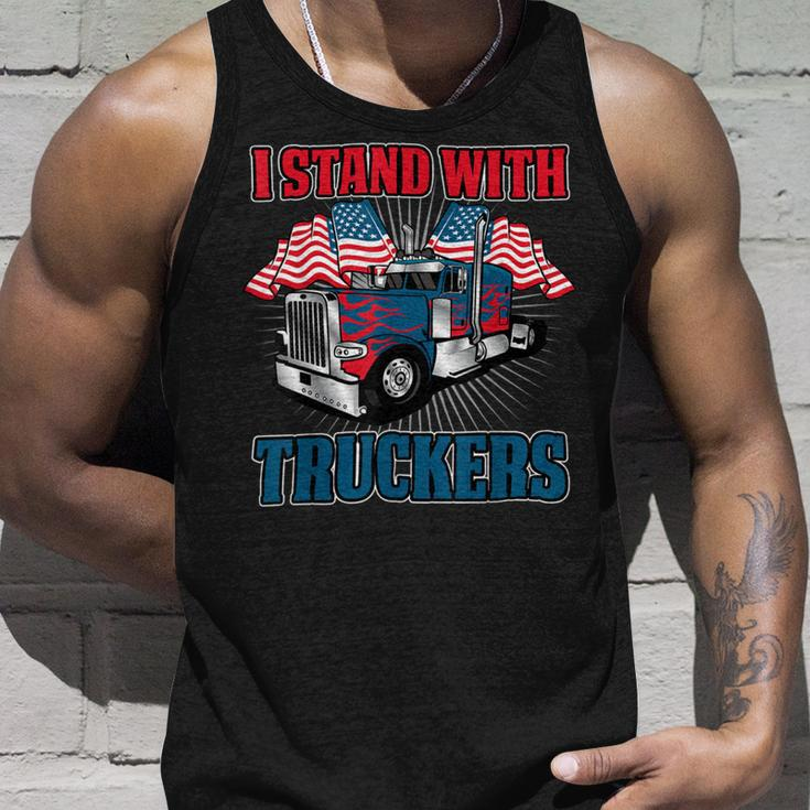 Trucker Trucker Support I Stand With Truckers Freedom Convoy V3 Unisex Tank Top Gifts for Him