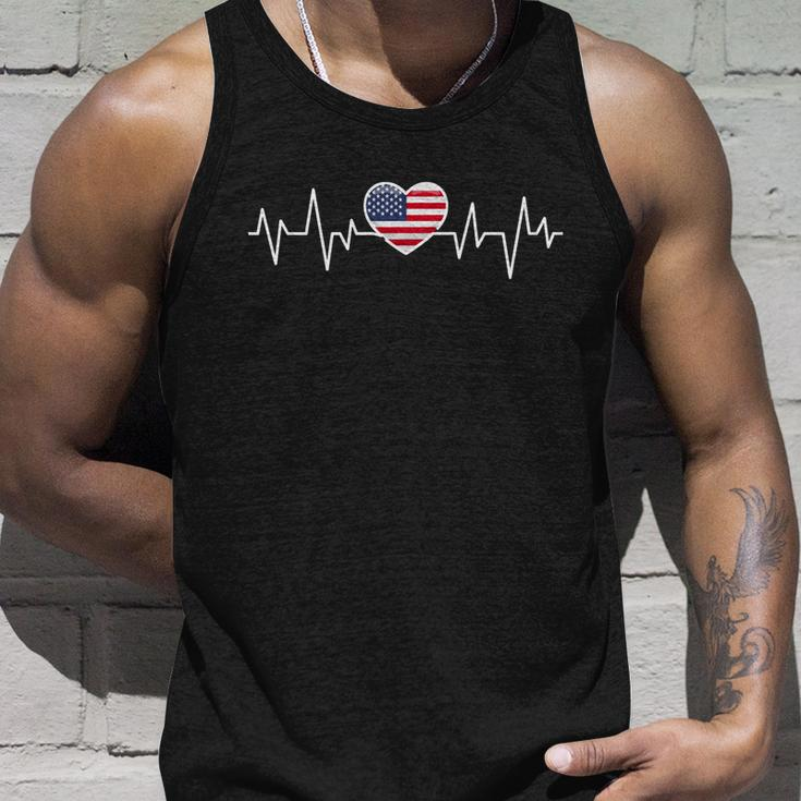 United States Heartbeat American Flag American Pride Gift Unisex Tank Top Gifts for Him