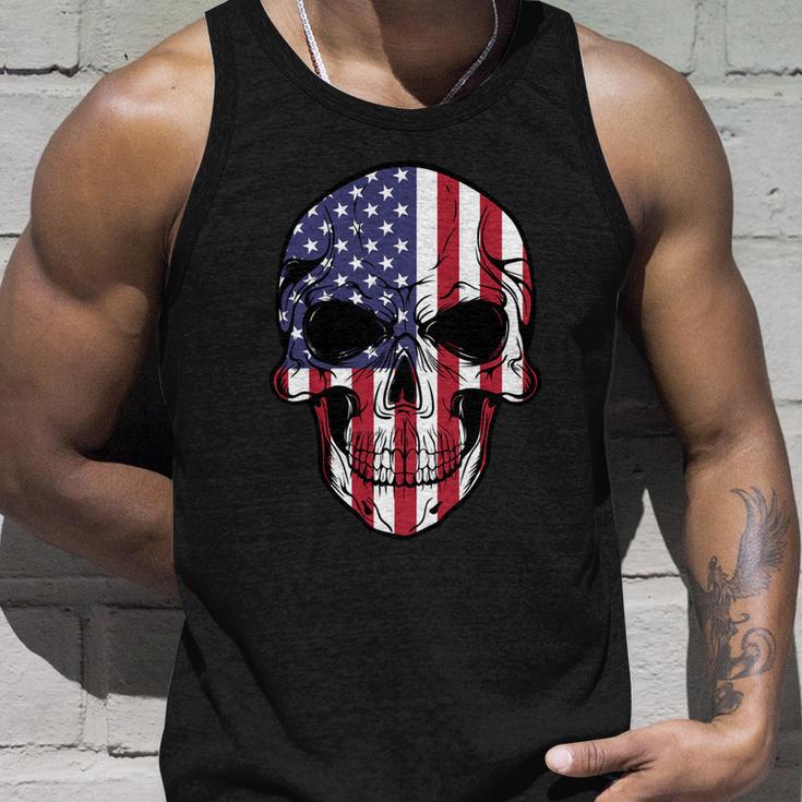 Us American Flag Patriotic Skull Gift Unisex Tank Top Gifts for Him