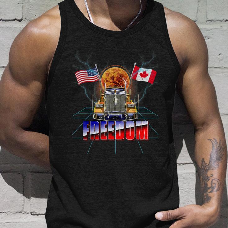 Usa American And Canada Flag Freedom Convoy 2022 Trucker Tshirt Unisex Tank Top Gifts for Him