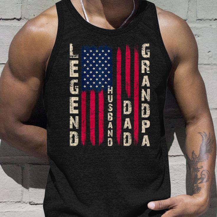 Usa Flag Fathers Day Dad The Legend Husband Dad Grandpa Unisex Tank Top Gifts for Him