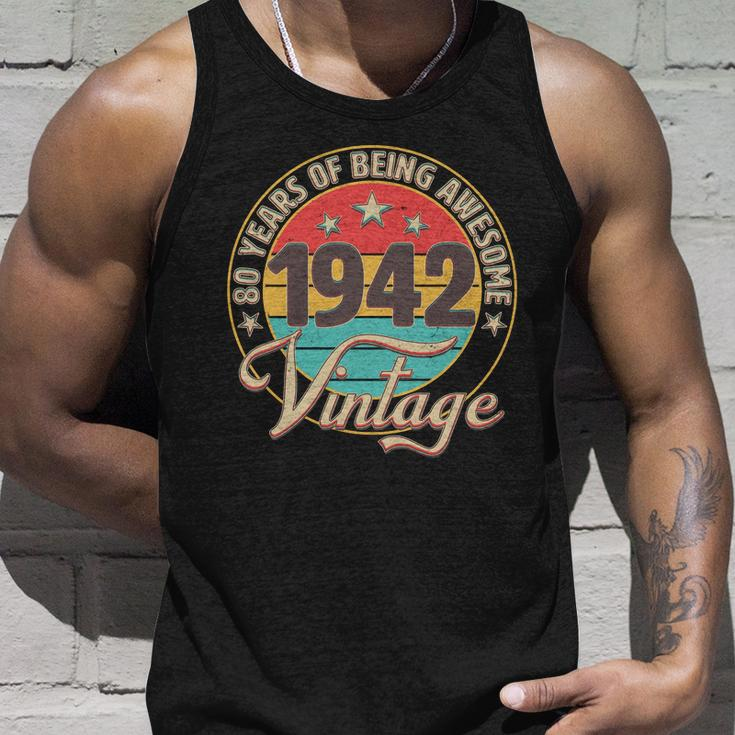 Vintage 1942 Birthday 80 Years Of Being Awesome Emblem Unisex Tank Top Gifts for Him