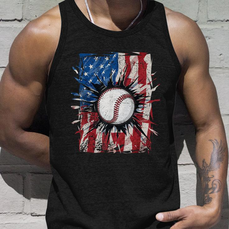 Vintage Baseball 4Th Of July Men Usa American Flag Unisex Tank Top Gifts for Him