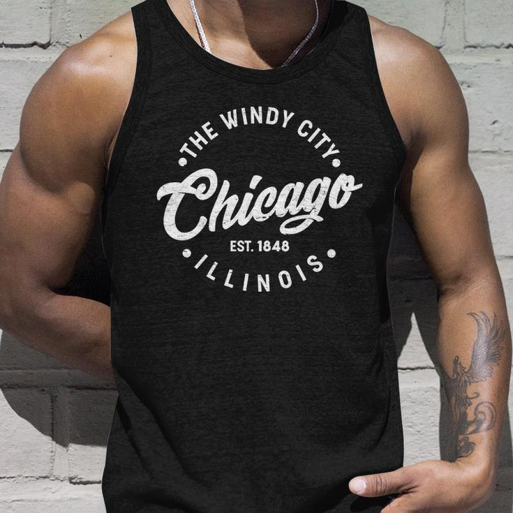Vintage Chicago The Windy City Illinois Est Unisex Tank Top Gifts for Him