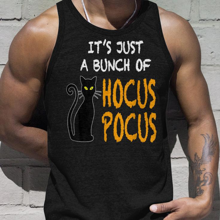 Vintage Halloween Black Cat Its Just A Bunch Of Hocus Pocus Unisex Tank Top Gifts for Him