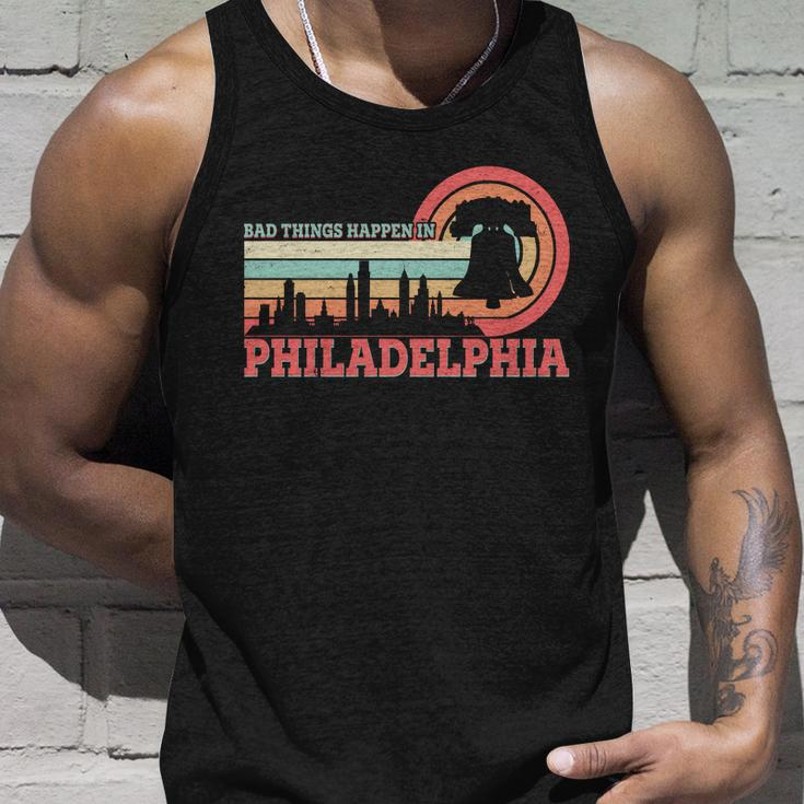 Vintage Retro Bad Things Happen In Philadelphia Unisex Tank Top Gifts for Him