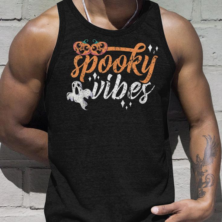 Vintage Spooky Vibes Halloween Novelty Graphic Art Design Unisex Tank Top Gifts for Him