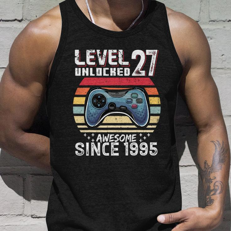 Vintage Video Gamer Birthday Level 27 Unlocked 27Th Birthday Unisex Tank Top Gifts for Him