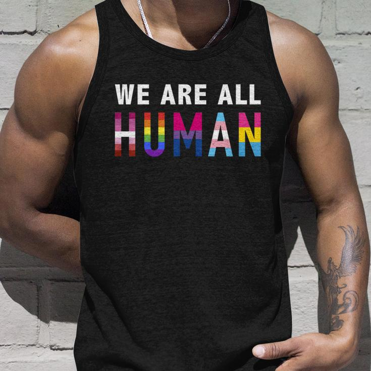 We Are All Human With Lgbtq Flags For Pride Month Meaningful Gift Unisex Tank Top Gifts for Him