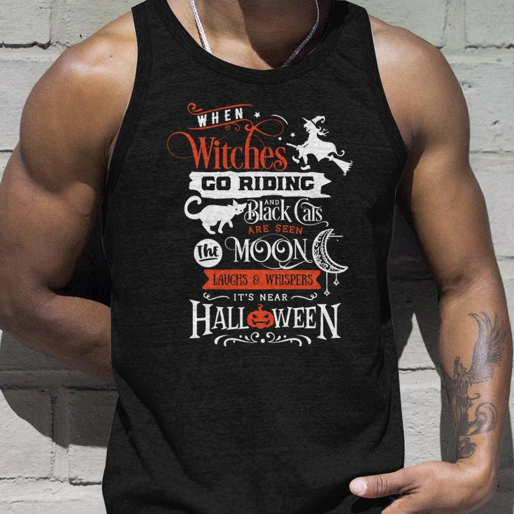 When Witches Go Riding An Black Cats Are Seen Moon Halloween Quote Unisex Tank Top Gifts for Him