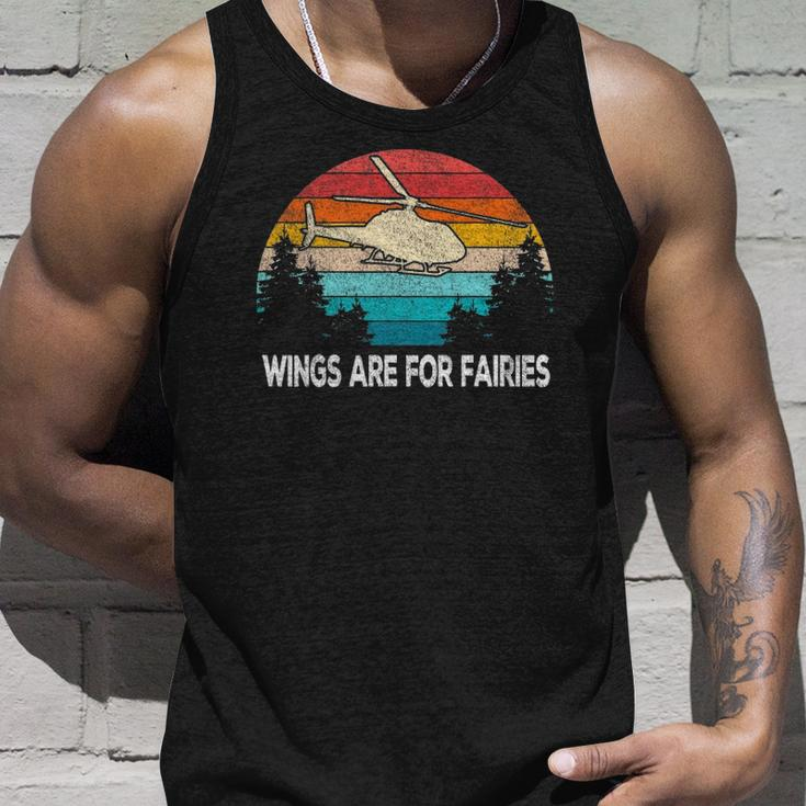 Wings Are For Fairies Funny Helicopter Pilot Retro Vintage Unisex Tank Top Gifts for Him