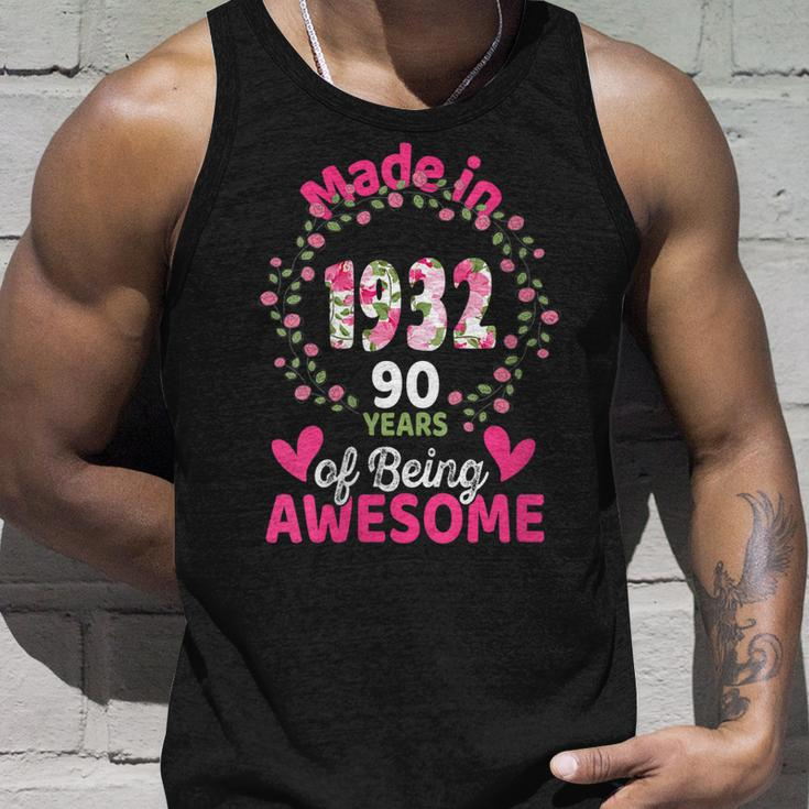 Womens 90 Years Old 90Th Birthday Born In 1932 Women Girls Floral Unisex Tank Top Gifts for Him