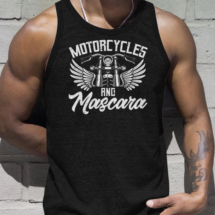 Womens Biker Lifestyle Quotes Motorcycles And Mascara Unisex Tank Top Gifts for Him
