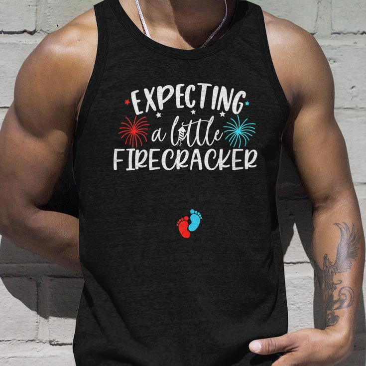 Womens Expecting A Little Firecracker Funny 4Th Of July Pregnant Unisex Tank Top Gifts for Him