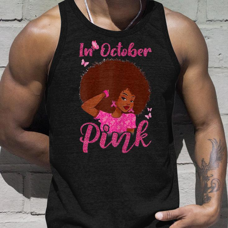 Womens Womens In October We Wear Pink Black Woman Breast Cancer V3 Men Women Tank Top Graphic Print Unisex Gifts for Him