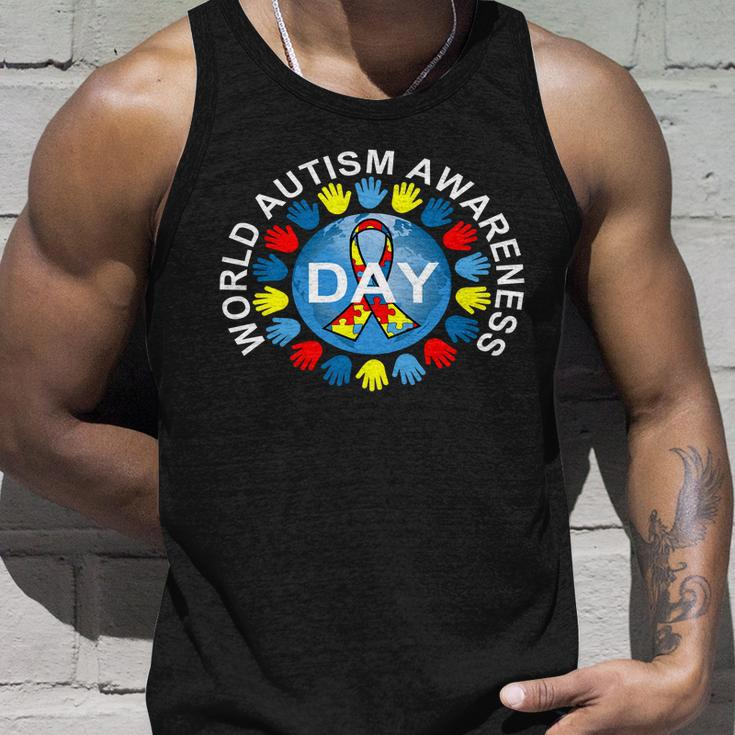 World Autism Awareness Day Earth Puzzle Ribbon Tshirt Unisex Tank Top Gifts for Him