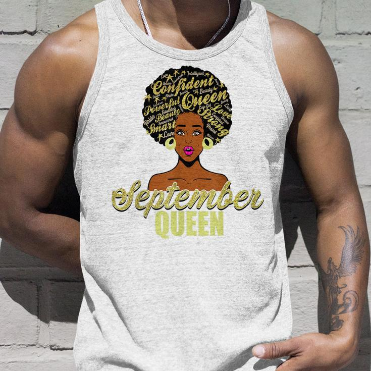 Black African American Melanin Afro Queen September Birthday Unisex Tank Top Gifts for Him