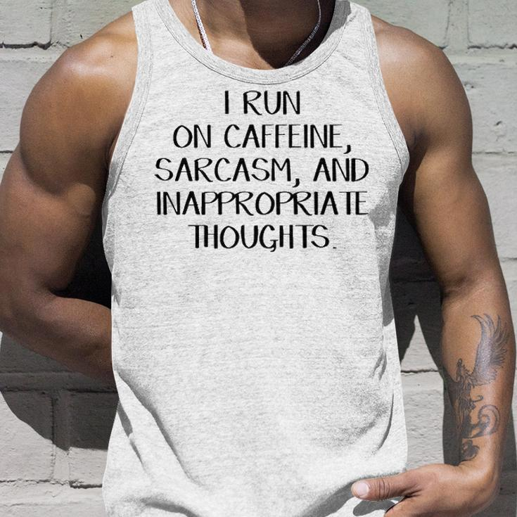 Caffeine Sarcasm And Inappropriate Thoughts V2 Unisex Tank Top Gifts for Him