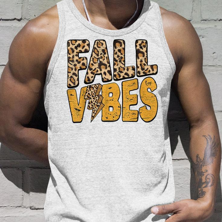 Distressed Fall Vibes Leopard Lightning Bolts In Fall Colors Unisex Tank Top Gifts for Him