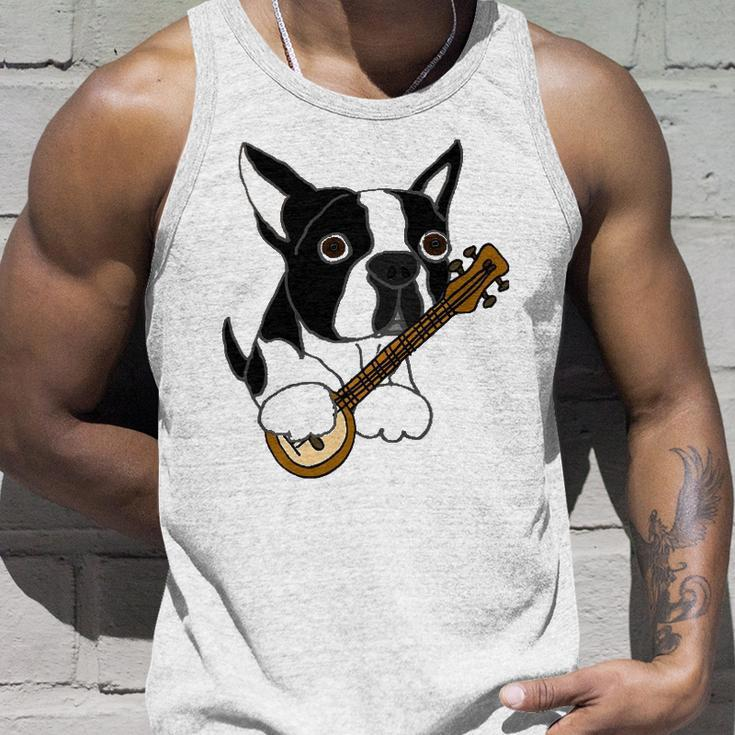 Funny Boston Terrier Dog Playing Banjo Unisex Tank Top Gifts for Him