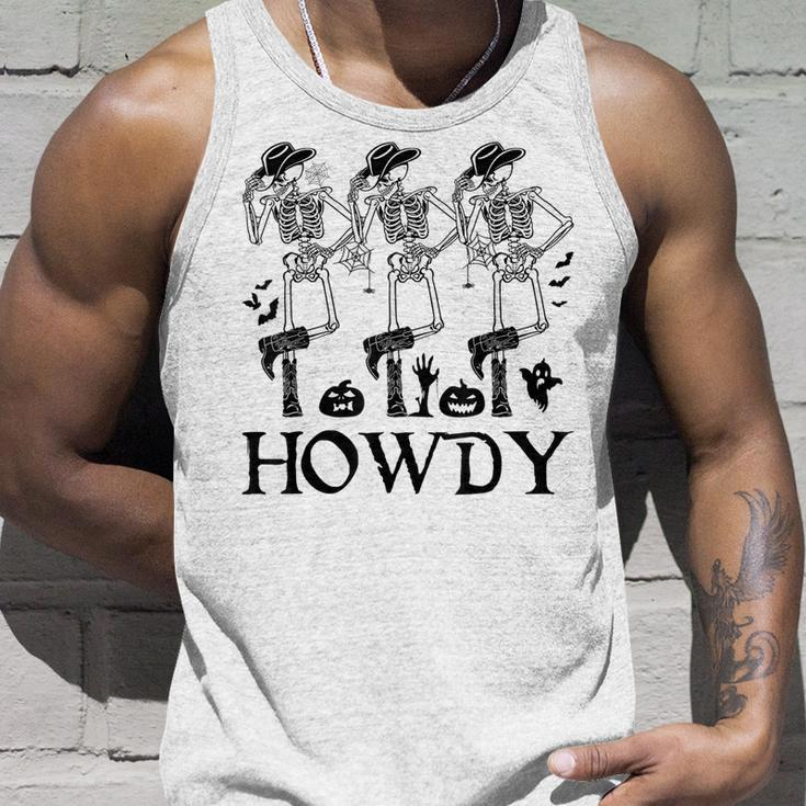 Howdy Cowboy Dancing Skeleton Cowboy Halloween Unisex Tank Top Gifts for Him