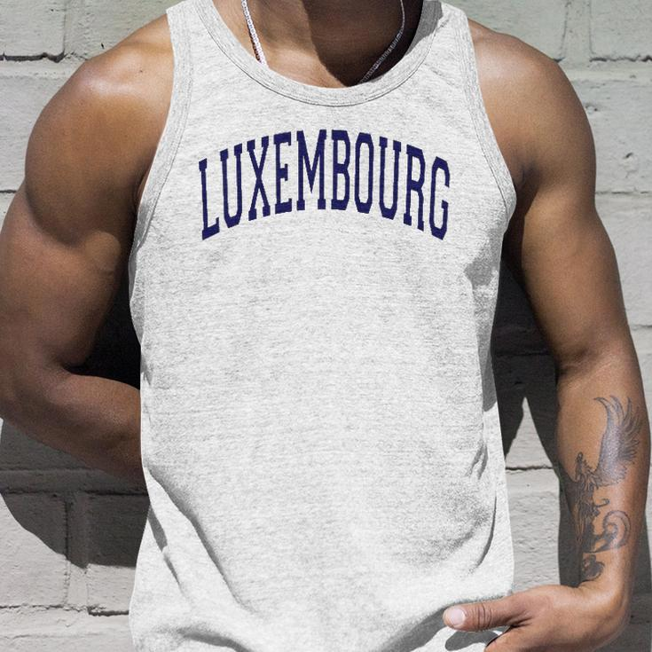 Luxembourg Varsity Style Navy Blue Text Unisex Tank Top Gifts for Him