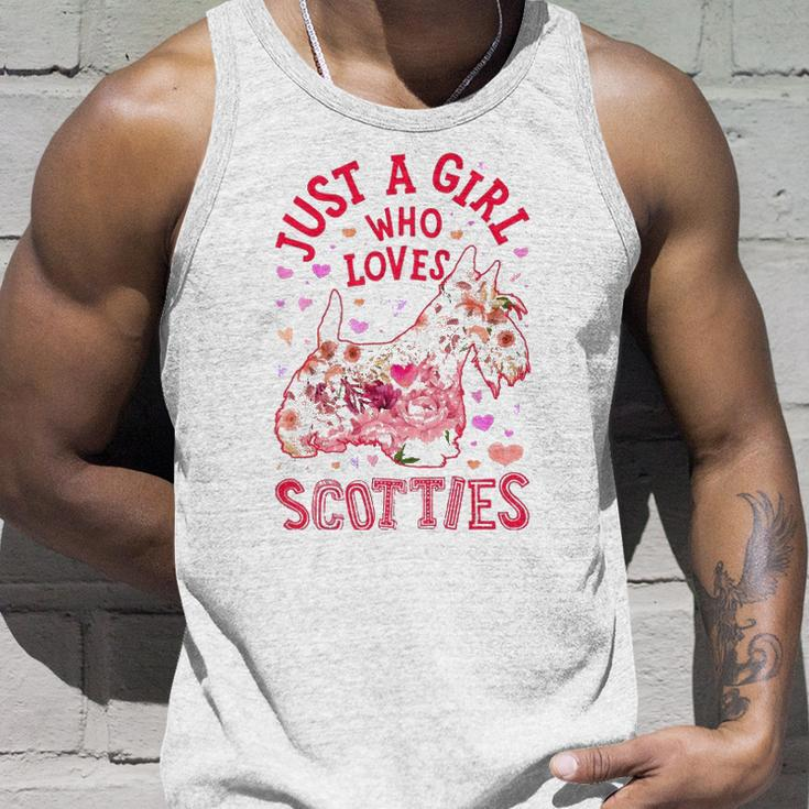 Scottie Scottish Terrier Just A Girl Who Loves Dog Flower Unisex Tank Top Gifts for Him