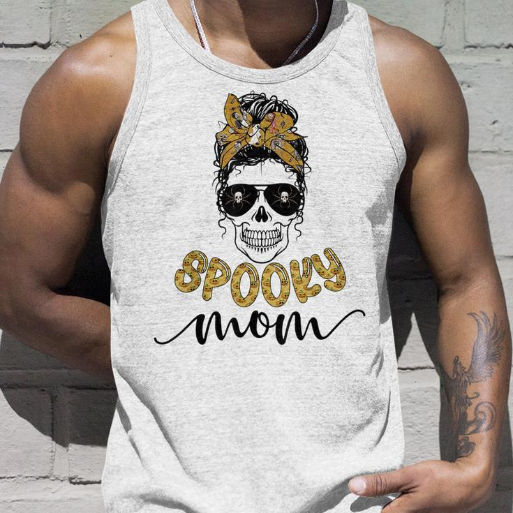 Skull Spooky Mom Messy Bun Mama Spider Halloween Zombie Unisex Tank Top Gifts for Him