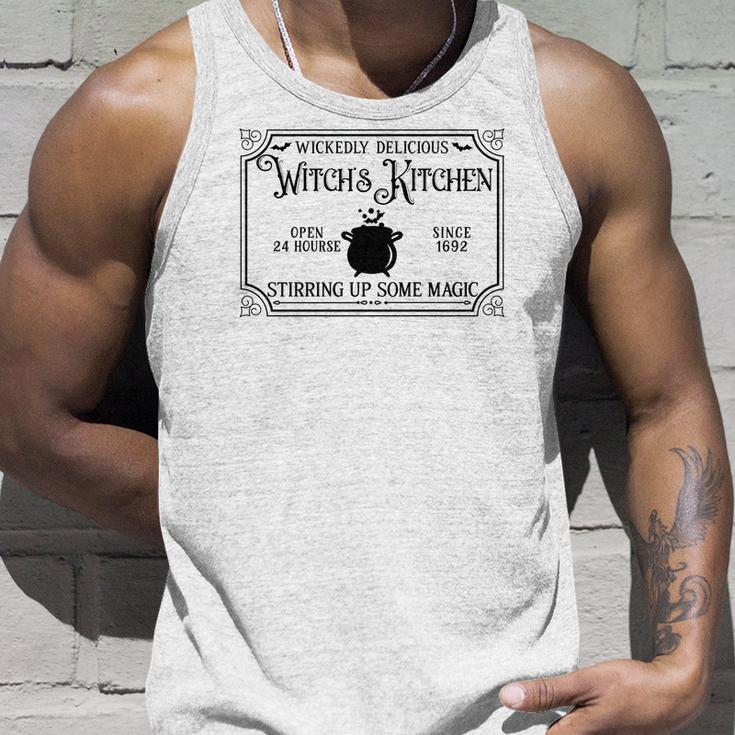Vintage Halloween Sign Wickedly Delicious Witch Kitchen Men Women Tank Top Graphic Print Unisex Gifts for Him
