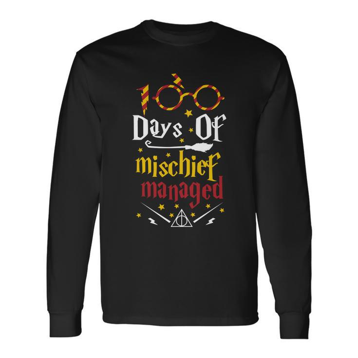 100 Days Of Mischief Managed 100Th Day Of School Long Sleeve T-Shirt