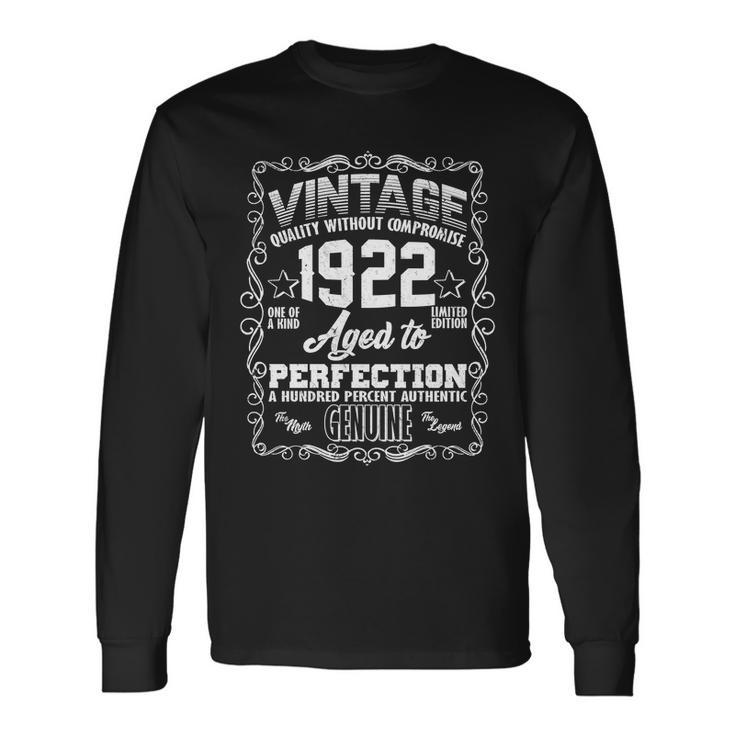 100Th Birthday Vintage 1922 Aged To Perfection Genuine Long Sleeve T-Shirt Gifts ideas