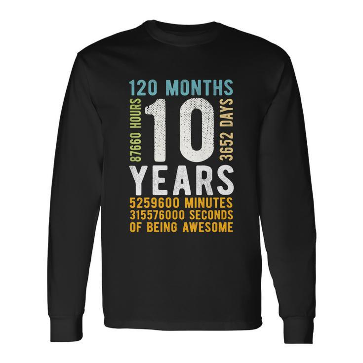 10Th Birthday 10 Years Old Vintage Retro 120 Months Long Sleeve T-Shirt
