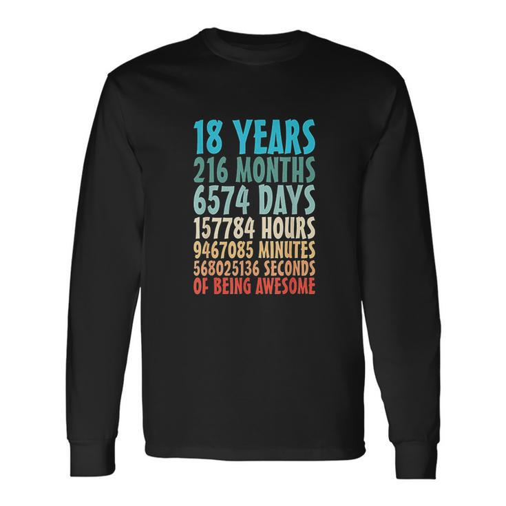 18 Years Of Being Awesome 18 Yr Old 18Th Birthday Countdown Men Women Long Sleeve T-Shirt T-shirt Graphic Print