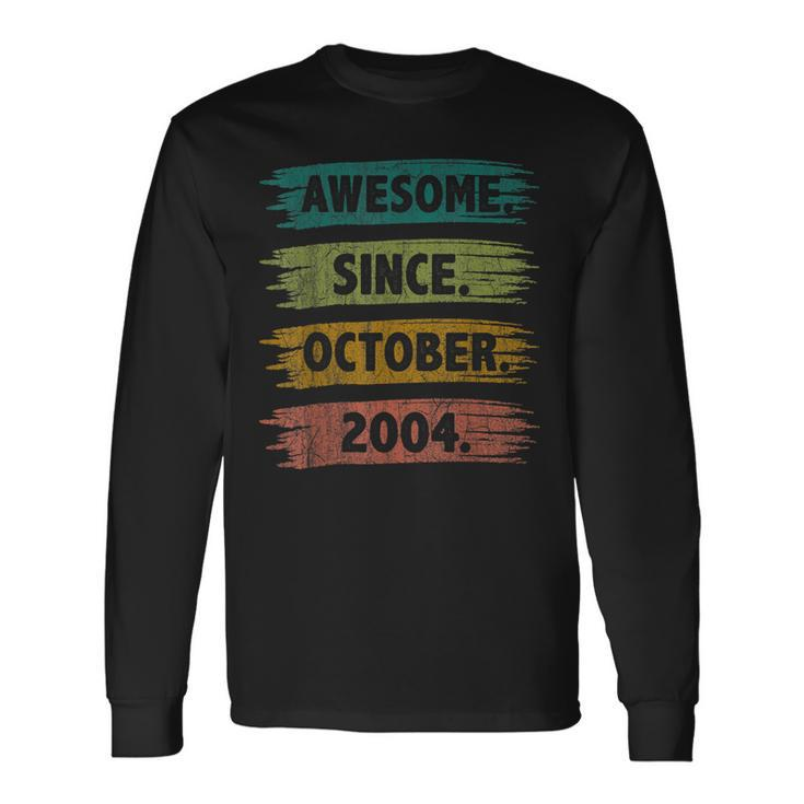 18 Years Old Awesome Since October 2004 18Th Birthday V2 Men Women Long Sleeve T-Shirt T-shirt Graphic Print