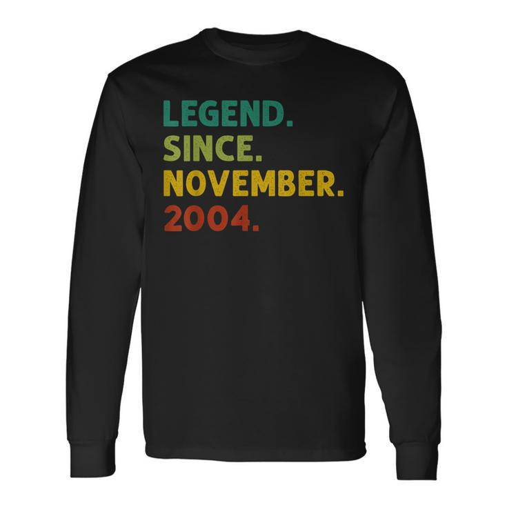 18 Years Old Legend Since November 2004 18Th Birthday Men Women Long Sleeve T-Shirt T-shirt Graphic Print