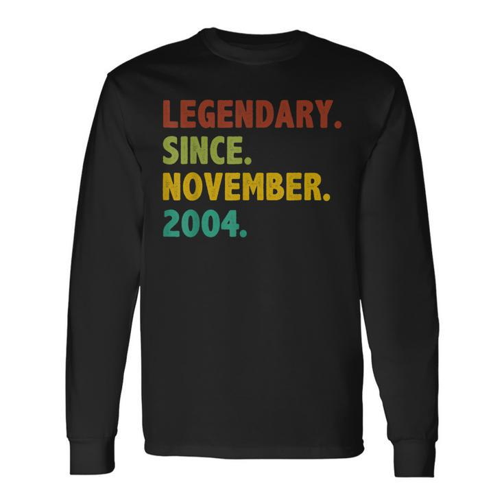 18 Years Old Legend Since November 2004 18Th Birthday V2 Men Women Long Sleeve T-Shirt T-shirt Graphic Print