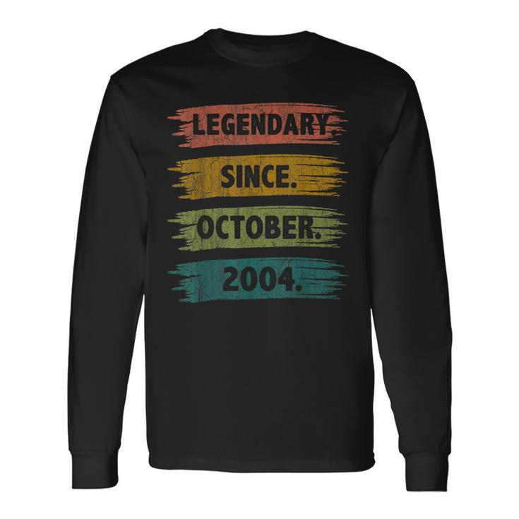 18 Years Old Legend Since October 2004 18Th Birthday Men Women Long Sleeve T-Shirt T-shirt Graphic Print