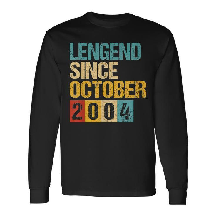 18 Years Old Legend Since October 2004 18Th Birthday V3 Men Women Long Sleeve T-Shirt T-shirt Graphic Print
