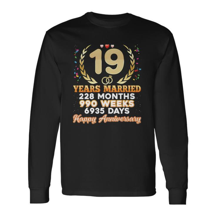 19 Years Married Happy 19Th Wedding Anniversary Couple Ring Long Sleeve T-Shirt T-Shirt