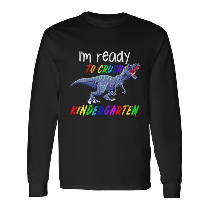 1St Day Of Kindergarten Trex Dinosaur Long Sleeve T-Shirt