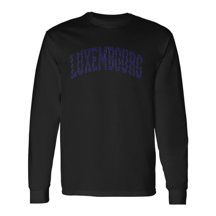 Luxembourg Varsity Style Navy Blue Text Unisex Long Sleeve