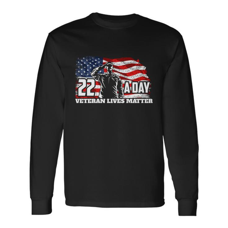 22 Per Day Veteran Lives Matter Suicide Awareness Usa Flag Long Sleeve T-Shirt